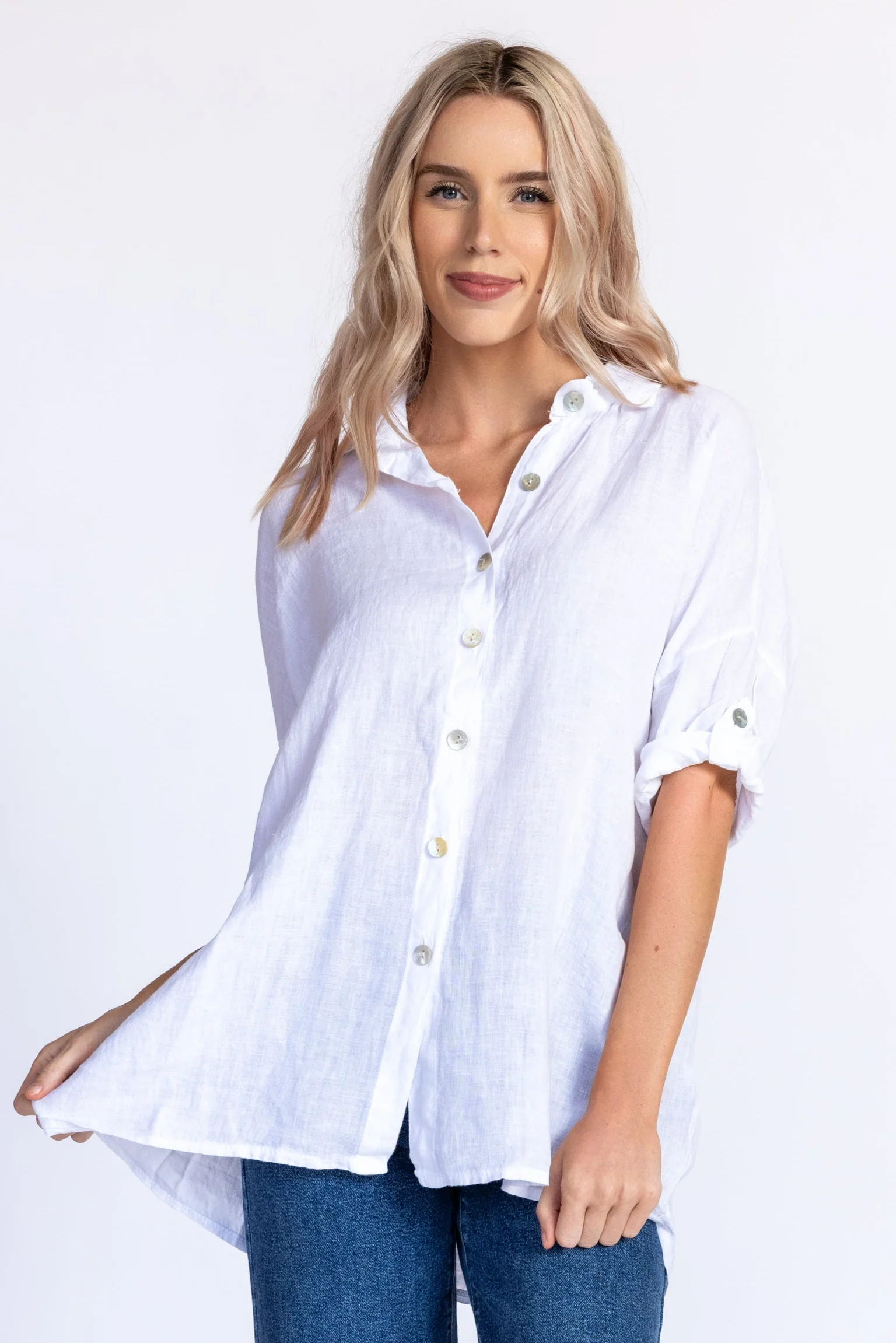 Keyhole Linen Shirt - Image 6