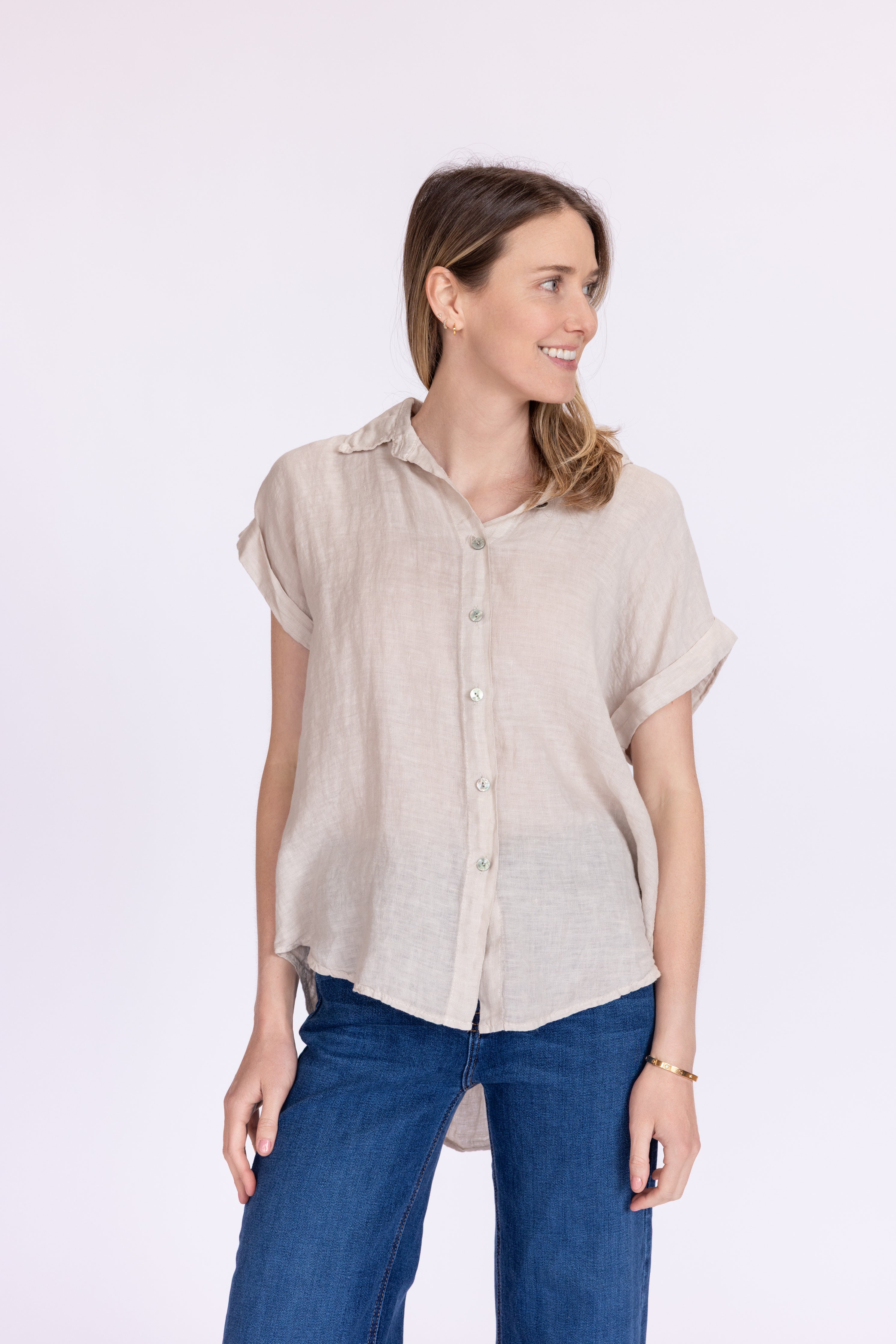 Short Sleeve Linen Top - Image 5
