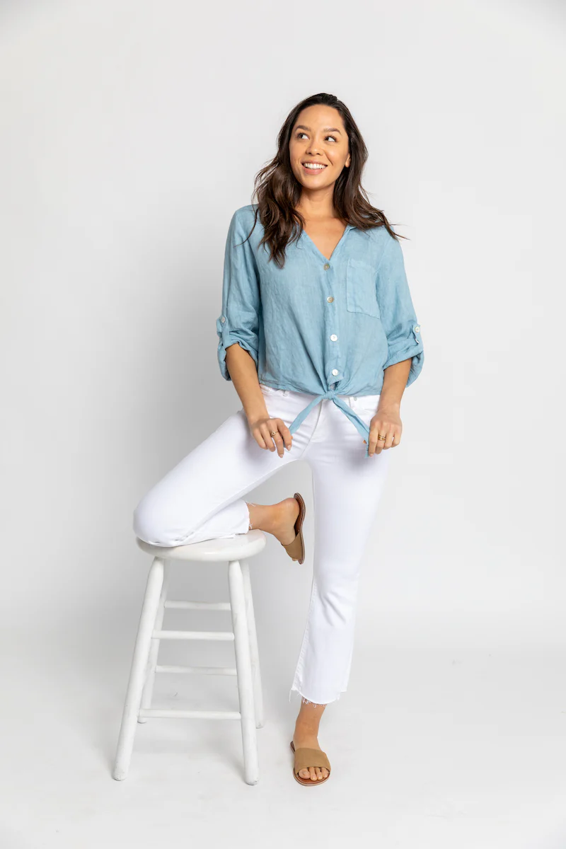 Florence Linen Tie Top - Image 26