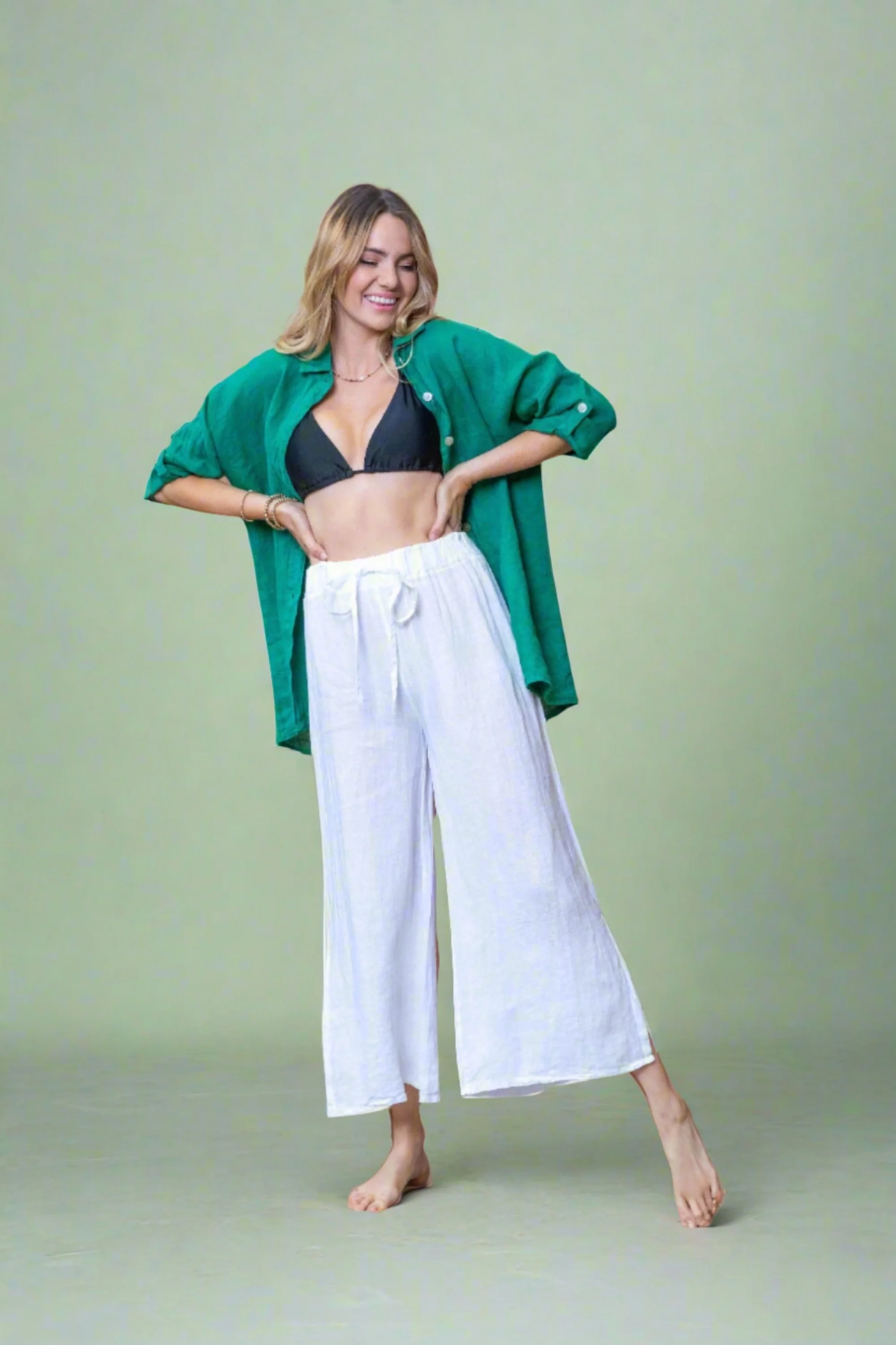 Wide Leg Linen Pants - Image 26